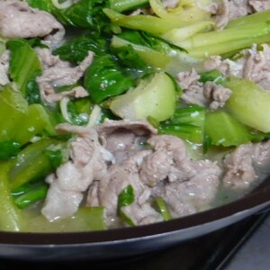 チンゲン菜と豚肉の塩炒め